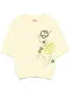 Kenzo Crew Neck Floral Embroidery Top In Yellow