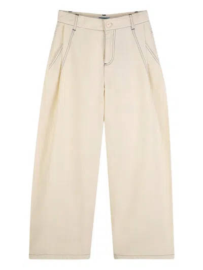 Kenzo Kids' Topstitching Casual Trousers In Neutral