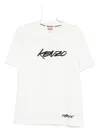 Kenzo Black Cotton T-shirt With Embroidered Tiger Logo In White