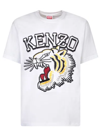Kenzo Mens Off White Varsity Tiger Brand-print Cotton-jersey T-shirt