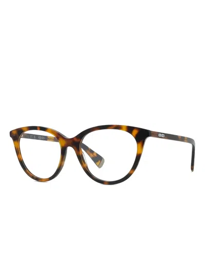Kenzo Tortoiseshell Cat-eye Frame Glasses In Brown