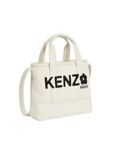 Kenzo Tote Bag With Print In Nude & Neutrals