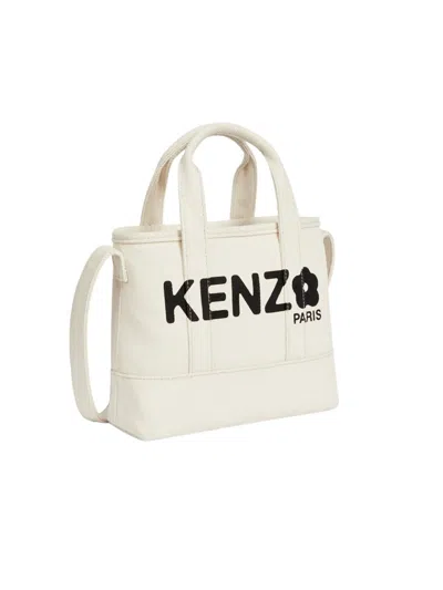 Kenzo Tote Bag With Print In Nude & Neutrals