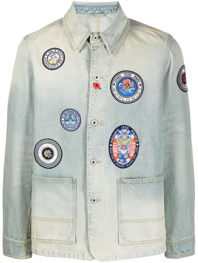 Kenzo Travel Workwear Appliquéd Denim Jacket In Blue
