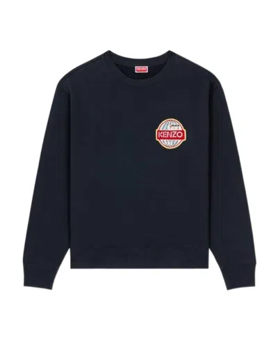 Kenzo Travel Logo Patch Crewneck Sweatshirt In Black