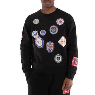 Pre-owned Kenzo Travel Patches Crewneck Sweatshirt In Black