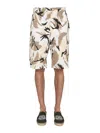 Kenzo Camo Printed Ripstop Cargo Shorts In White