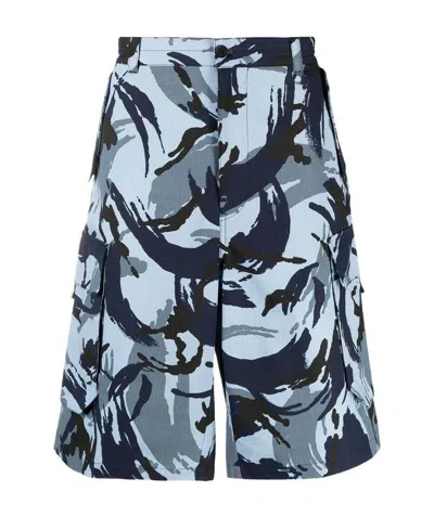 Kenzo Tropic Camo Cargo Shorts In Blue