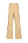Kenzo Cargo Style Wide Leg Trousers With Pockets In Beige