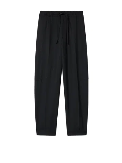 Kenzo Fluid Wool Cargo Jog Pants In Black