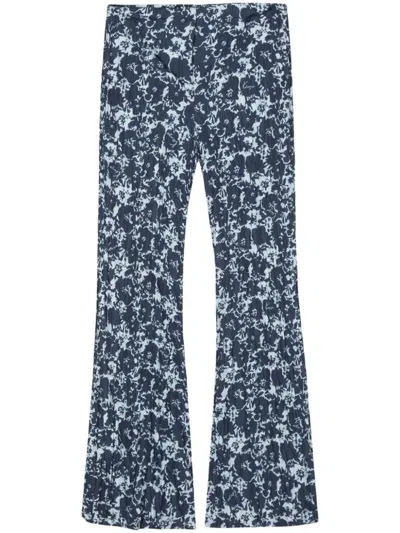 Kenzo Floral Logo Print Trousers In Blue
