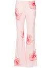 Kenzo Rose Print Flared Pants In Light Pink