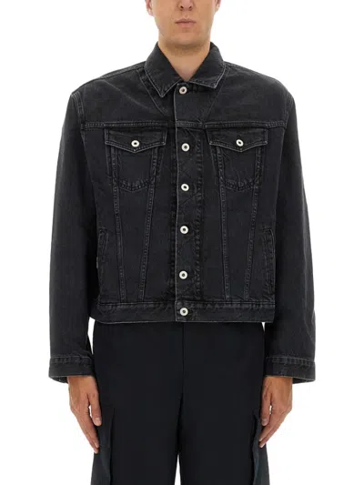Kenzo Truker Jacket With Boke Flower Embroidery In Black