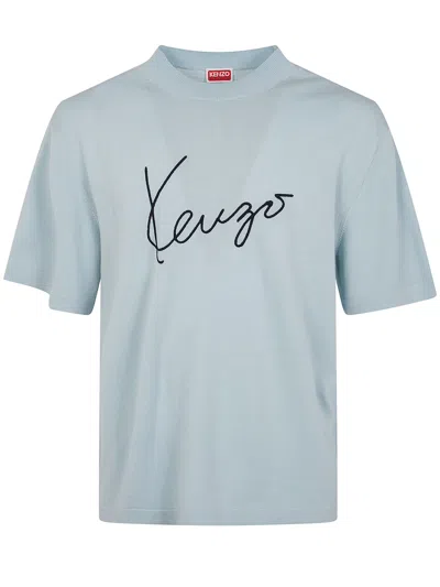 Kenzo Signature Logo Short Sleeve Crew Neck T-shirt In Blue