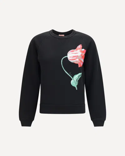 Kenzo Tulip Cotton Sweatshirt In Black