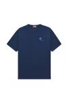 Kenzo Tulip Embroidered Cotton T-shirt In Blue