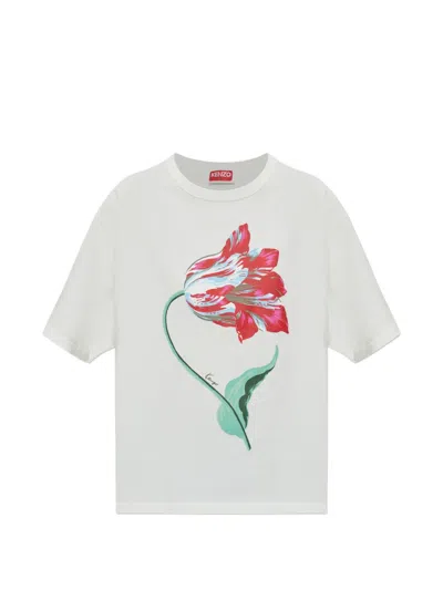 Kenzo Tulip Cotton T-shirt In White