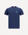 Kenzo Tulip Embroidered Cotton T-shirt In Blue