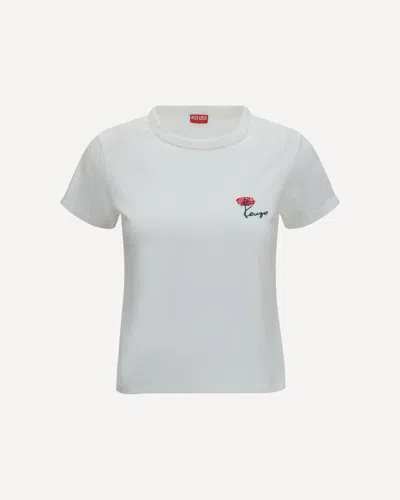 Kenzo Light Blue T-shirt With Floreal Print. In White