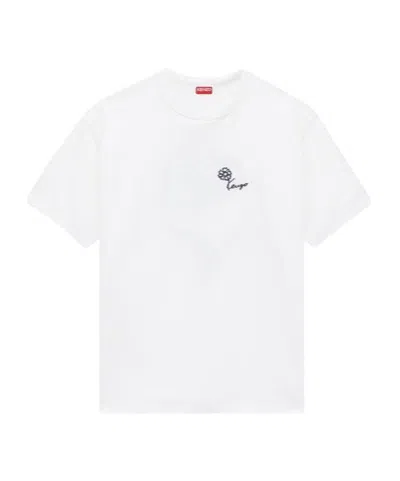Kenzo ' Tulip' Embroidered T-shirt In Cotton In White