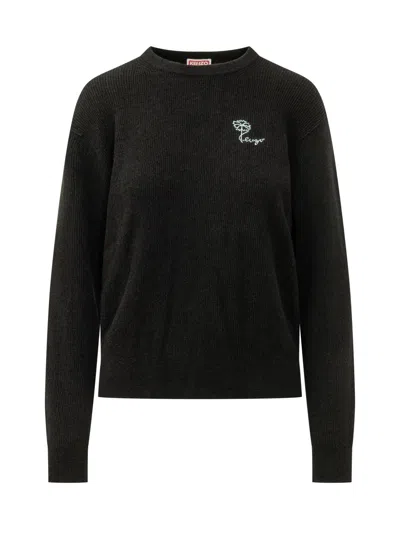Kenzo Tulip Knit Jumper In Black