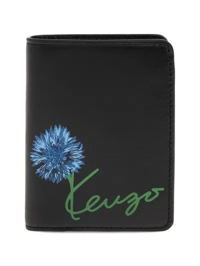 Kenzo Tulip Leather Wallet In Black