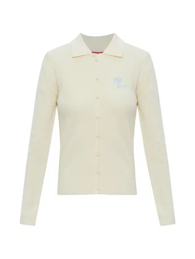 Kenzo Tulip Logo-embroidered Button-down Cotton Cardigan In Black