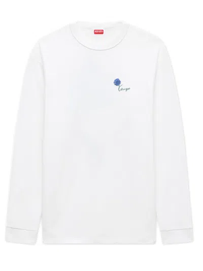 Kenzo Tulip Long-sleeved T-shirt In Bianco