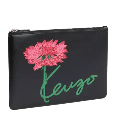 Kenzo ' Tulip' Pouch In Leather In White