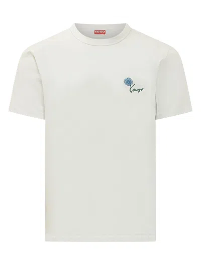 Kenzo Tulip Slim T-shirt In Blanc Casse