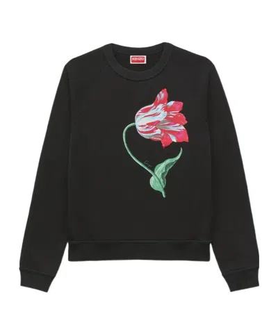 Kenzo ' Tulip' Sweatshirt In Cotton In Animal Print
