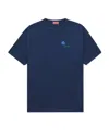 Kenzo Tulip Embroidered Cotton T-shirt In Blue