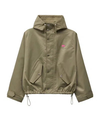 Kenzo Floral-print Hooded Jacket In Green