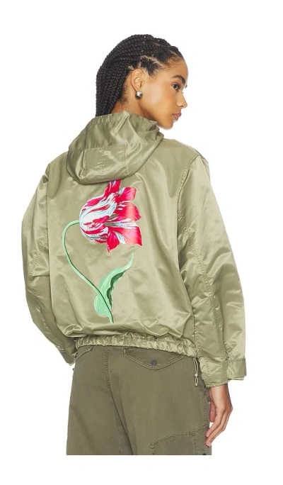 Kenzo Tulip Windbreaker In Green