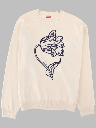 Kenzo Tulip Wool-cotton Sweatshirt For Men In Neutral