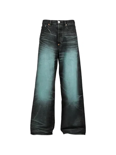 Kenzo Turn Up Faded-effect Wide-leg Jeans In Blue
