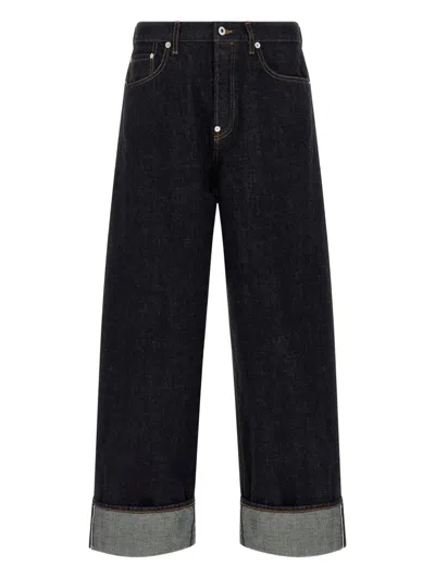 Kenzo 'contrast Stitch' Rolled Hem Jeans In Black