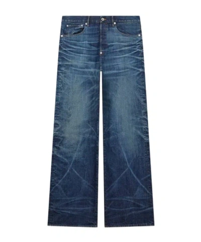 Kenzo Turn Up Wide Fit Jeans In Japanese Denim In Blue