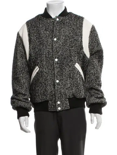 Pre-owned Kenzo Tweed Pattern Bomber Jacket In Black