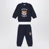 Kenzo Two-piece Navy Blue Tracksuit With Logo In Blue