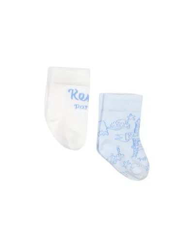 Kenzo Two Pieces Of Logo Socks In Blue