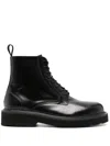 Kenzo Lace-up Leather Boots In Black