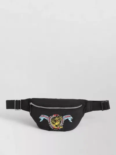 Kenzo Unisex Crossbody Bag Adjustable Strap Embroidery In Black