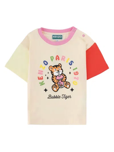 Kenzo Unisex Mini Cotton Tee Shirt In Beige