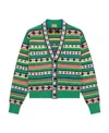 Kenzo Regular Fit Jacquard Wool Cardigan In Green