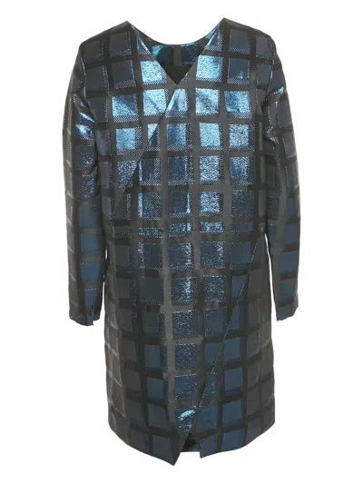 Pre-owned Kenzo V-neck Shift Mini Dress In Blue