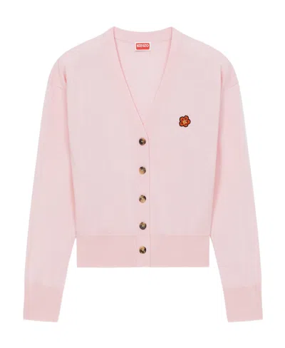 Kenzo V-neck Wool Cardigan In Pink