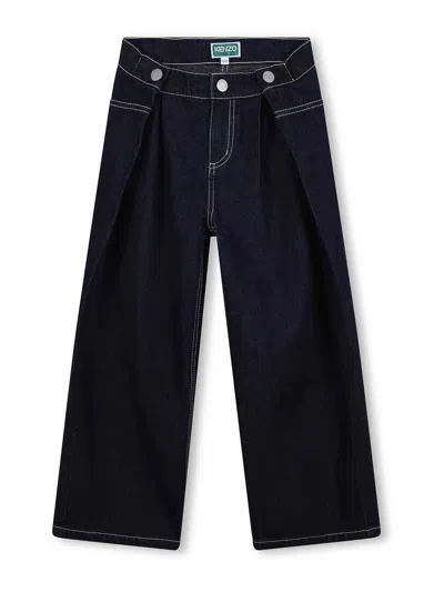 Kenzo Kids' Jeans With Stitched Print In Black