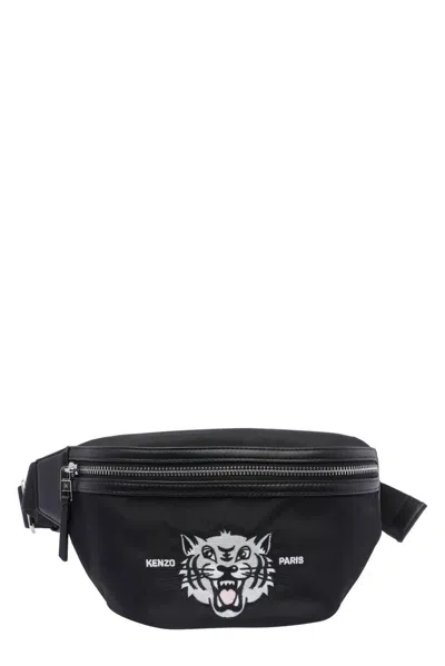 Kenzo Black Belt Bags With Iconic Grey Tiger