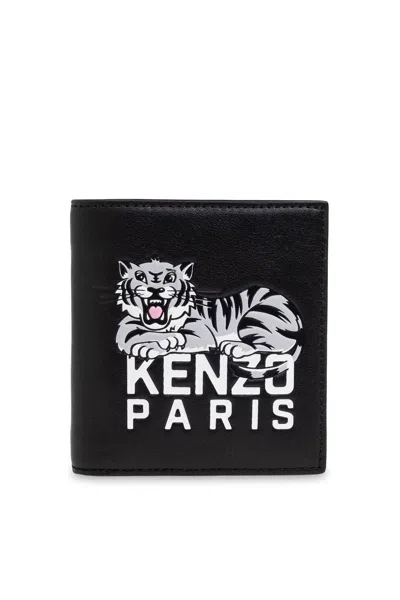 Kenzo Varsity Logo Detailed Mini Wallet In Black
